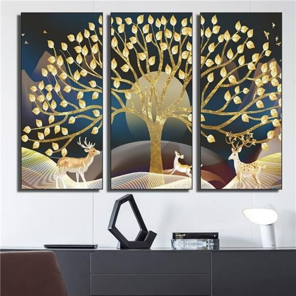 Golden Tree Wall Stickers Peel and Stick Vinyl Decals for Living Room Decor - Picture 1 of 8
